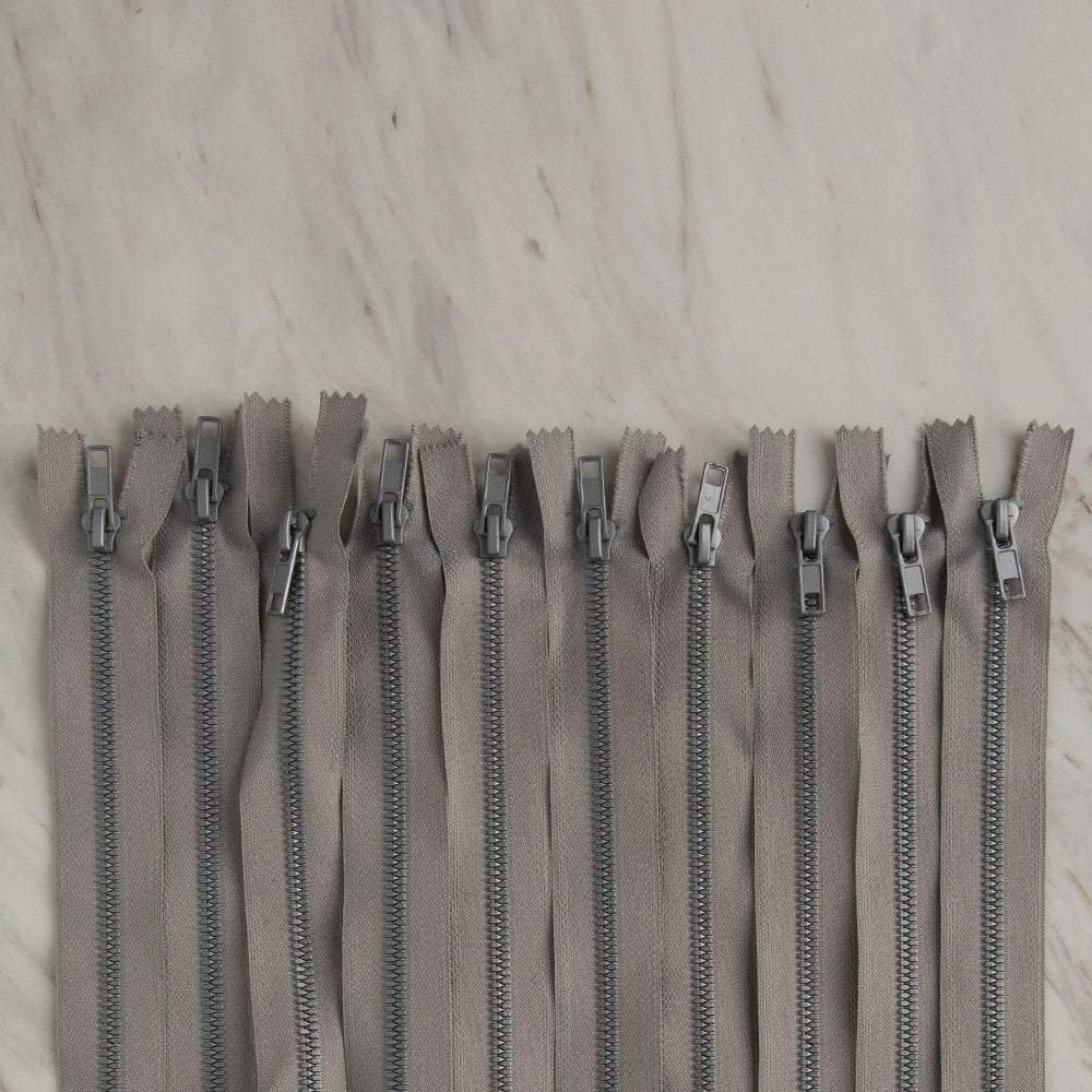 Loren 10 adet 35 Cm Açık Gri Separe Kemik Fermuar